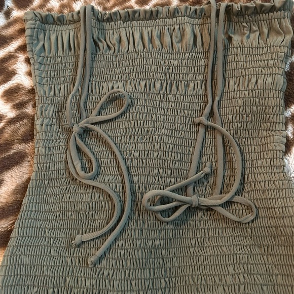 Green Smocked Dress with Ruffle Hem - Picture 2 of 6